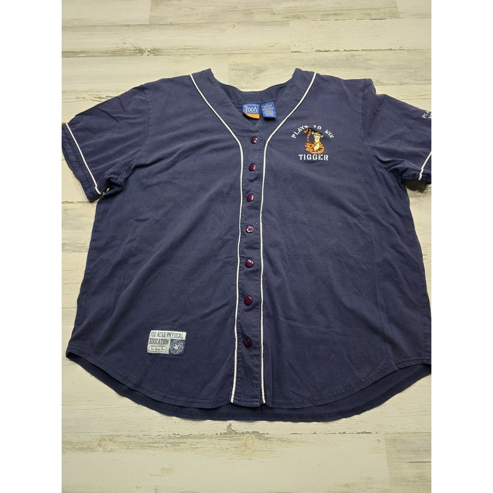 Disney Pooh Woman Tigger Baseball Jersey Navy Blue Plus Size 18W/20W Cotton